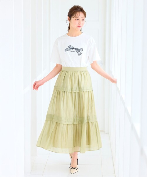 Feroux(フェルゥ)の「【洗える】リボン刺繍 Tシャツ(Tシャツ/カットソー・レディース・ホワイト系/ブラック系・F)」の3枚目の写真