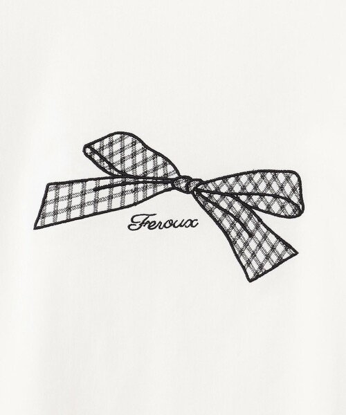 Feroux(フェルゥ)の「【洗える】リボン刺繍 Tシャツ(Tシャツ/カットソー・レディース・ホワイト系/ブラック系・F)」の10枚目の写真