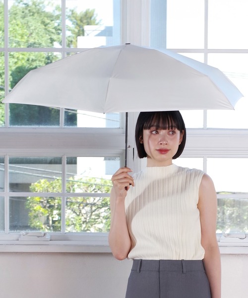 nifty colors（ニフティーカラーズ）の「【日傘 晴雨兼用】Peachdrop sun shade 5steps mini 55㎝（折りたたみ傘・レディース・ホワイト/ピンク/ベージュ/グレー・FREE）」の9枚目の写真