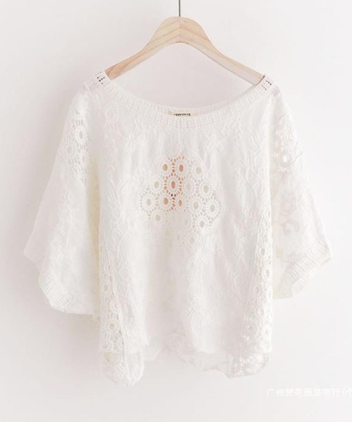 CADBURY（キャドバリー）の「ケミカルレース半袖トップス（その他トップス・レディース・ホワイト・FREE）」の3枚目の写真