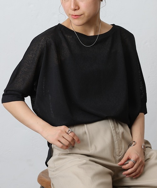COLONY 2139(コロニートゥーワンスリーナイン)の「スラブシアードルマンプルオーバー(Tシャツ/カットソー・レディース・ピンク/オフホワイト/ブラック/ベージュ・FREE)」の1枚目の写真