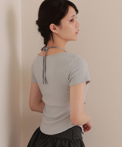 M DOLLY(エムドリー)の「check inner docking tops/チェックインナードッキングトップス(Tシャツ/カットソー・レディース・アイボリー/ブルーグレー/グレー・FREE)」の17枚目の写真
