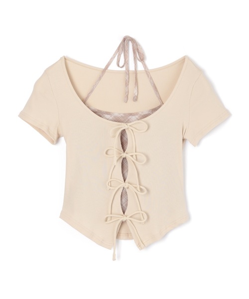 M DOLLY(エムドリー)の「check inner docking tops/チェックインナードッキングトップス(Tシャツ/カットソー・レディース・アイボリー/ブルーグレー/グレー・FREE)」の22枚目の写真