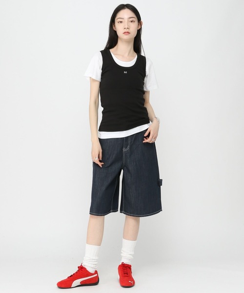 3.3 Field Trip （3.3フィールドトリップ）の「3.3 Field Trip／バーミュ－ダデニムショートパンツ（デニムパンツ・レディース・ダークブルー・MEDIUM/SMALL）」の9枚目の写真