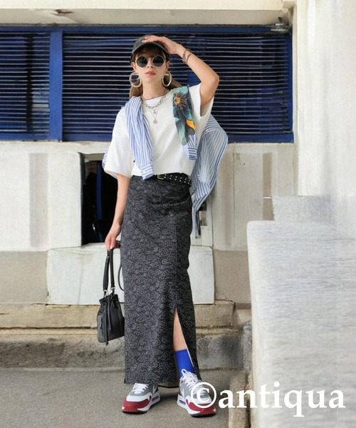 和柄ロングスカート（スカート）｜antiqua（アンティカ）の