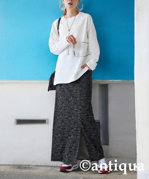 antiqua(アンティカ)の「和柄ロングスカート(スカート・レディース・ブラック・ONESIZE)」の10枚目の写真