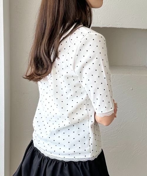 apres jour clair（アプレジュールクレア）の「【apres jour clair】アソートレースヘンリートップス【4周年記念アイテム】（Tシャツ/カットソー・レディース・ネイビー/アイボリー/その他/杢グレー/ホワイト系その他2・X-LARGE/フリー）」の13枚目の写真