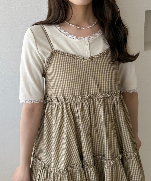 apres jour clair（アプレジュールクレア）の「【apres jour clair】アソートレースヘンリートップス【4周年記念アイテム】（Tシャツ/カットソー・レディース・ネイビー/アイボリー/その他/杢グレー/ホワイト系その他2・X-LARGE/フリー）」の7枚目の写真