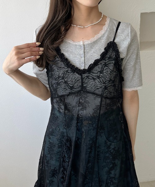 apres jour clair（アプレジュールクレア）の「【apres jour clair】アソートレースヘンリートップス【4周年記念アイテム】（Tシャツ/カットソー・レディース・ネイビー/アイボリー/その他/杢グレー/ホワイト系その他2・X-LARGE/フリー）」の18枚目の写真