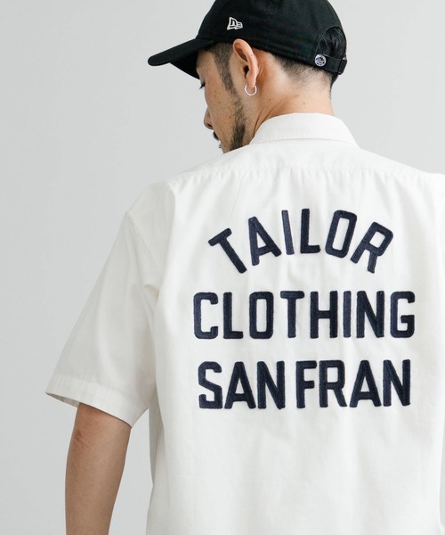 KRIFF MAYER（クリフメイヤー）の「KRIFF MAYER クリフメイヤー オーバーサイズシャンブレーチェーン刺繍半袖ワークシャツ 2455800（シャツ/ブラウス・メンズ・オフホワイト/チャコール/サックスブルー/ネイビー・M/L/XL）」の2枚目の写真