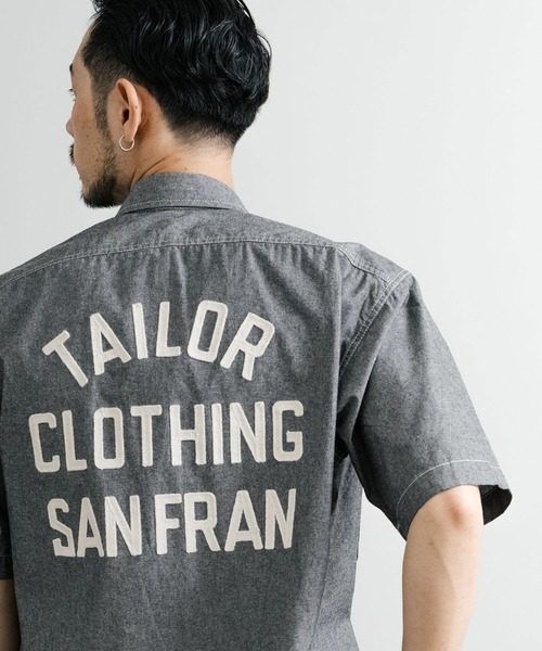 KRIFF MAYER（クリフメイヤー）の「KRIFF MAYER クリフメイヤー オーバーサイズシャンブレーチェーン刺繍半袖ワークシャツ 2455800（シャツ/ブラウス・メンズ・オフホワイト/チャコール/サックスブルー/ネイビー・M/L/XL）」の10枚目の写真