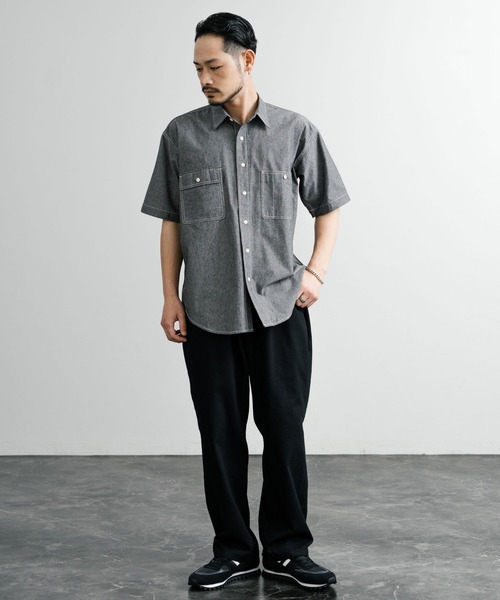 KRIFF MAYER（クリフメイヤー）の「KRIFF MAYER クリフメイヤー オーバーサイズシャンブレーチェーン刺繍半袖ワークシャツ 2455800（シャツ/ブラウス・メンズ・オフホワイト/チャコール/サックスブルー/ネイビー・M/L/XL）」の11枚目の写真