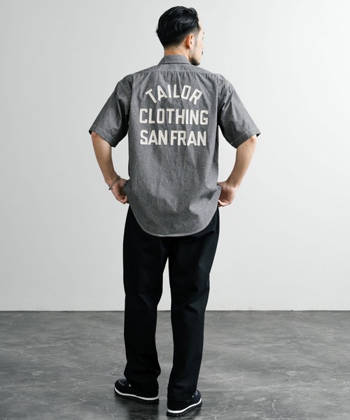 KRIFF MAYER（クリフメイヤー）の「KRIFF MAYER クリフメイヤー オーバーサイズシャンブレーチェーン刺繍半袖ワークシャツ 2455800（シャツ/ブラウス・メンズ・オフホワイト/チャコール/サックスブルー/ネイビー・M/L/XL）」の12枚目の写真