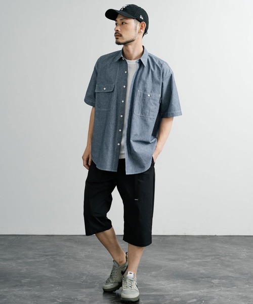 KRIFF MAYER（クリフメイヤー）の「KRIFF MAYER クリフメイヤー オーバーサイズシャンブレーチェーン刺繍半袖ワークシャツ 2455800（シャツ/ブラウス・メンズ・オフホワイト/チャコール/サックスブルー/ネイビー・M/L/XL）」の16枚目の写真