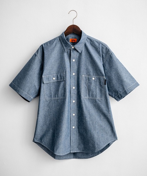 KRIFF MAYER（クリフメイヤー）の「KRIFF MAYER クリフメイヤー オーバーサイズシャンブレーチェーン刺繍半袖ワークシャツ 2455800（シャツ/ブラウス・メンズ・オフホワイト/チャコール/サックスブルー/ネイビー・M/L/XL）」の21枚目の写真