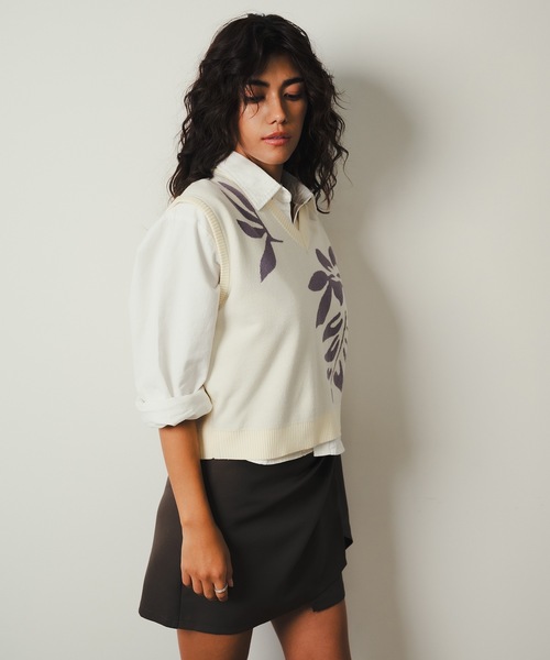 ROOPTOKYO（ループトウキョウ）の「【SEA LA VIEW / シーラビユウ】オリジナルデザイン ロゴジャガードニットベスト Vネック ショート丈（ベスト・レディース・ピンク/アイボリー/ネイビー/グレー・FREE）」の6枚目の写真