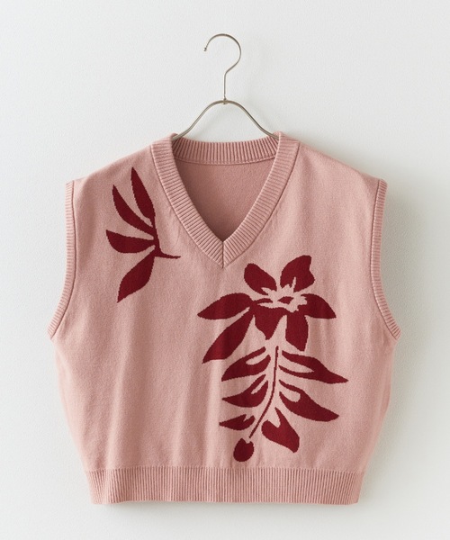 ROOPTOKYO（ループトウキョウ）の「【SEA LA VIEW / シーラビユウ】オリジナルデザイン ロゴジャガードニットベスト Vネック ショート丈（ベスト・レディース・ピンク/アイボリー/ネイビー/グレー・FREE）」の12枚目の写真