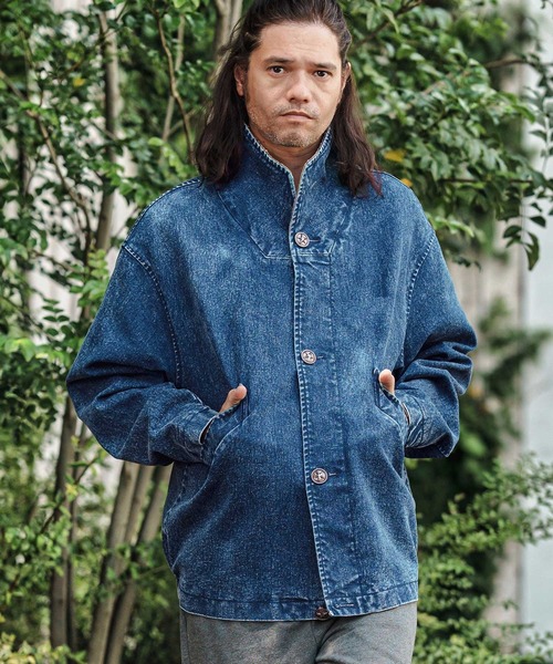 CAMBIO(カンビオ)の「mj10843- Stretch Denim High Neck Short Blouson ショートブルゾン(ブルゾン・メンズ・ブルー/ブラック・S/M/L)」の17枚目の写真