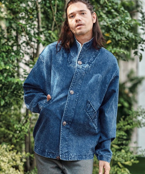 CAMBIO(カンビオ)の「mj10843- Stretch Denim High Neck Short Blouson ショートブルゾン(ブルゾン・メンズ・ブルー/ブラック・S/M/L)」の18枚目の写真