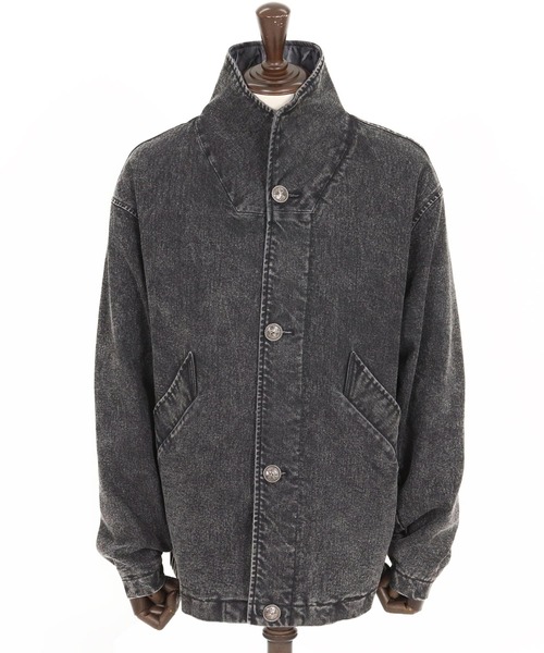 CAMBIO(カンビオ)の「mj10843- Stretch Denim High Neck Short Blouson ショートブルゾン(ブルゾン・メンズ・ブルー/ブラック・S/M/L)」の5枚目の写真