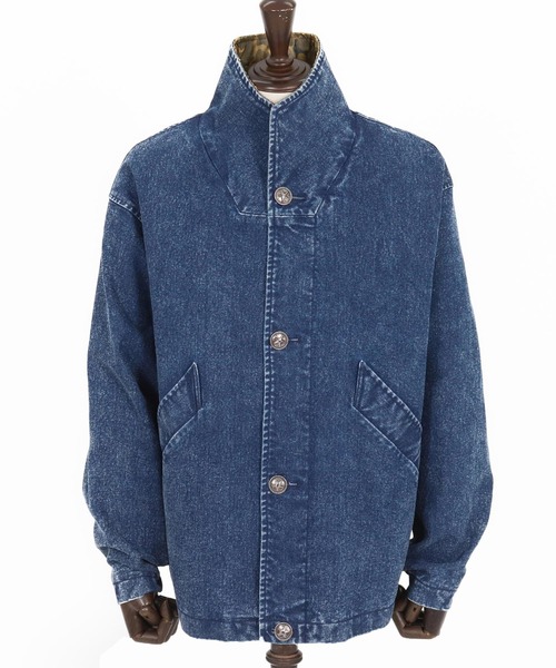 CAMBIO(カンビオ)の「mj10843- Stretch Denim High Neck Short Blouson ショートブルゾン(ブルゾン・メンズ・ブルー/ブラック・S/M/L)」の8枚目の写真