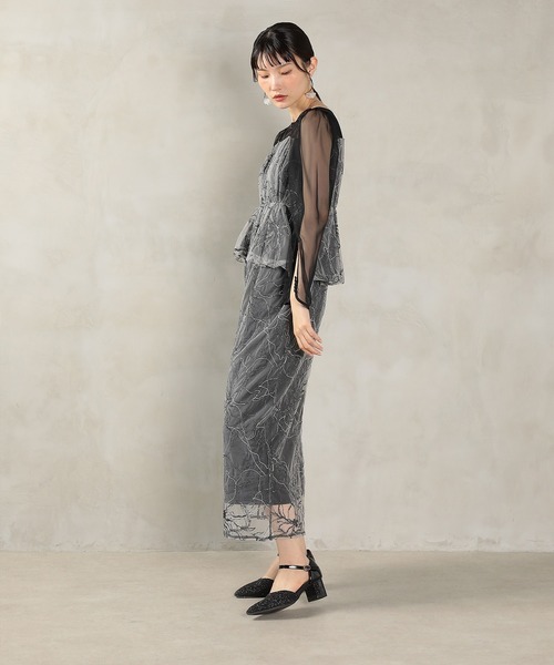 セール】チュール レース ペプラム ドレス 結婚式 お呼ばれ