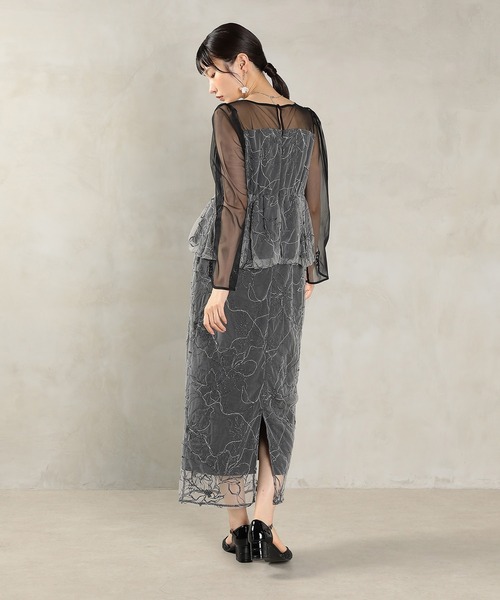 セール】チュール レース ペプラム ドレス 結婚式 お呼ばれ