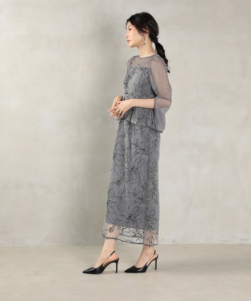 チュール レース ペプラム ドレス 結婚式 お呼ばれ オケージョン