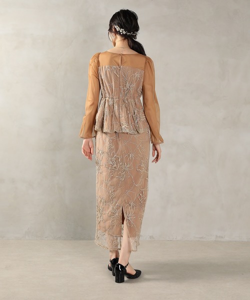 セール】チュール レース ペプラム ドレス 結婚式 お呼ばれ