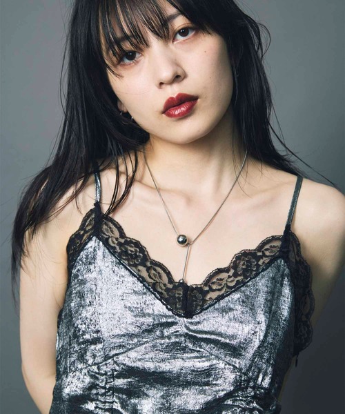 led.tokyo（レッドトウキョウ）の「【led.tokyo】LAYERED NEGLIGEE ONEPIECE/レイヤードネグリジェワンピース（ワンピース・レディース・ブラック/シルバー・FREE）」の8枚目の写真