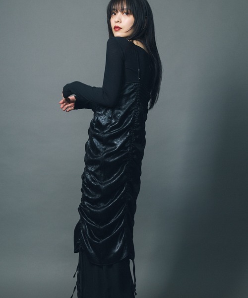 led.tokyo（レッドトウキョウ）の「【led.tokyo】LAYERED NEGLIGEE ONEPIECE/レイヤードネグリジェワンピース（ワンピース・レディース・ブラック/シルバー・FREE）」の18枚目の写真