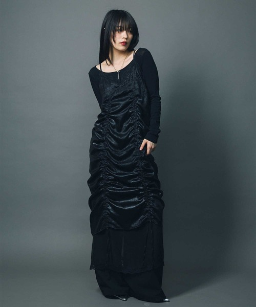 led.tokyo（レッドトウキョウ）の「【led.tokyo】LAYERED NEGLIGEE ONEPIECE/レイヤードネグリジェワンピース（ワンピース・レディース・ブラック/シルバー・FREE）」の16枚目の写真