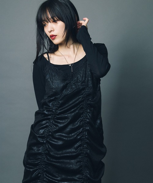 led.tokyo（レッドトウキョウ）の「【led.tokyo】LAYERED NEGLIGEE ONEPIECE/レイヤードネグリジェワンピース（ワンピース・レディース・ブラック/シルバー・FREE）」の21枚目の写真