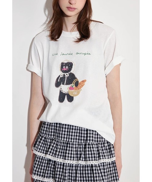 tシャツ ボウタイチェック柄 ノースリーブリブトップス FX25S089「Fano Studios」「2025SS」 レディース メンズ ハートレタリングプリント ロゴステッチ 半袖Tシャツ FX25S234
