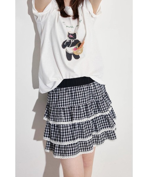 レタリングキャットプリント 半袖Tシャツ FX25S371【Fano
