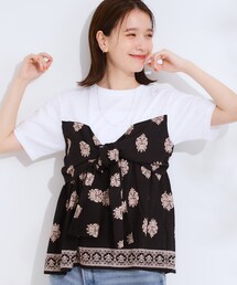 Cutie Blonde | スカーフ巻きレイヤード風Tシャツ(Tシャツ/カットソー)