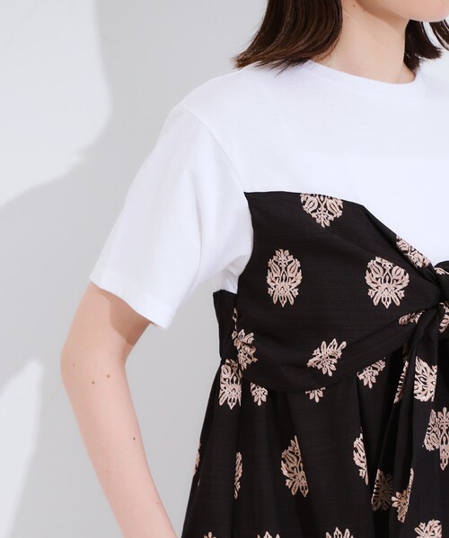 Cutie Blonde（キューティーブロンド）の「【S-LL】スカーフ巻きレイヤード風Tシャツ（Tシャツ/カットソー・レディース・ブラック系3/ベージュ系3・01/02/03/04）」の15枚目の写真