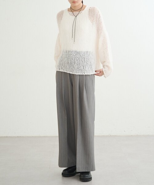 earthy（アーシー）の「シアーハンドライクオーバーニット（ニット/セーター・レディース・キャメル/ベビーピンク/オフホワイト/グレー・FREE）」の8枚目の写真