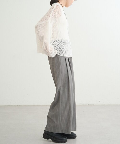 earthy（アーシー）の「シアーハンドライクオーバーニット（ニット/セーター・レディース・キャメル/ベビーピンク/オフホワイト/グレー・FREE）」の10枚目の写真