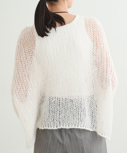 earthy（アーシー）の「シアーハンドライクオーバーニット（ニット/セーター・レディース・キャメル/ベビーピンク/オフホワイト/グレー・FREE）」の14枚目の写真