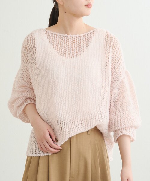 earthy（アーシー）の「シアーハンドライクオーバーニット（ニット/セーター・レディース・キャメル/ベビーピンク/オフホワイト/グレー・FREE）」の18枚目の写真