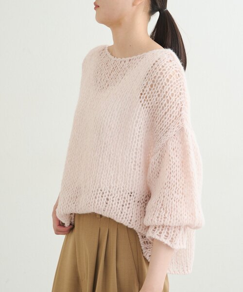 earthy（アーシー）の「シアーハンドライクオーバーニット（ニット/セーター・レディース・キャメル/ベビーピンク/オフホワイト/グレー・FREE）」の20枚目の写真