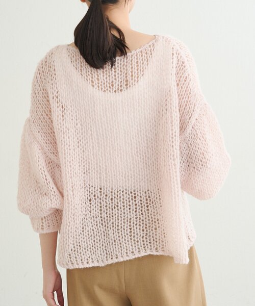 earthy（アーシー）の「シアーハンドライクオーバーニット（ニット/セーター・レディース・キャメル/ベビーピンク/オフホワイト/グレー・FREE）」の21枚目の写真