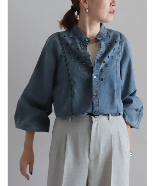 カットワークデニム スタンドネックブラウス | NOMBRE IMPAIR