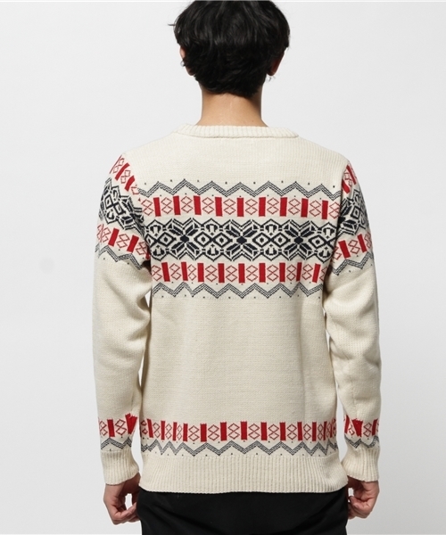 SEVENDAYS=SUNDAY(セブンデイズサンデイ)の「雪柄ジャカード 長袖プルオーバー(ニット/セーター・メンズ・ネイビー/オフホワイト/杢グレー・MEDIUM/SMALL/LARGE)」の5枚目の写真