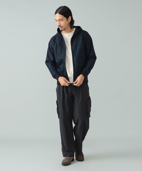 SLOANE（スローン）の「【別注】SLOANE / ウールジャージ ジップアップ フーディ（パーカー・メンズ・ネイビー/チャコールグレー・3/5/4）」の3枚目の写真