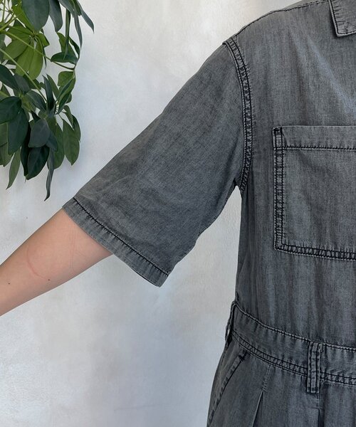 DouDou(ドゥドゥ)の「ソフトタッチデニムオールインワン(つなぎ/オールインワン・レディース・ブルー/ブラック・36/38)」の7枚目の写真