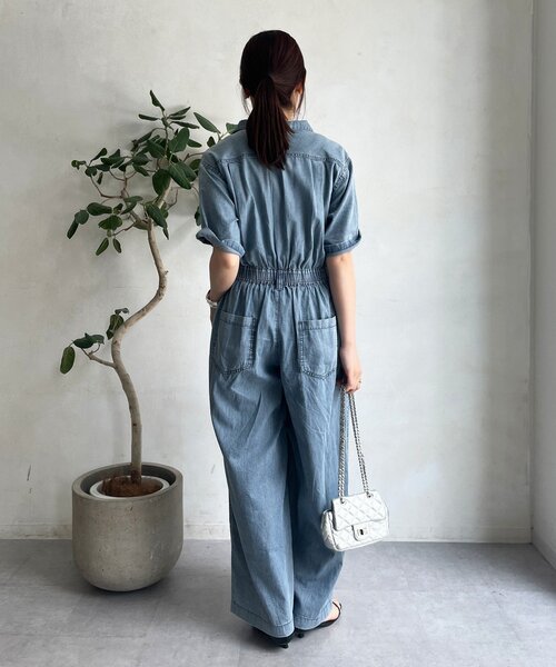 美品 doudou デニムサロペット オールインワン スカイブルー PS DouDou（ドゥドゥ）の「デニムサロペット（サロペット