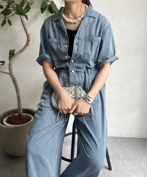 DOUDOU ドゥドゥ　デニム　オールインワン　レディース　サロペット　新品 セール】デニムサロペット（サロペット/オーバーオール