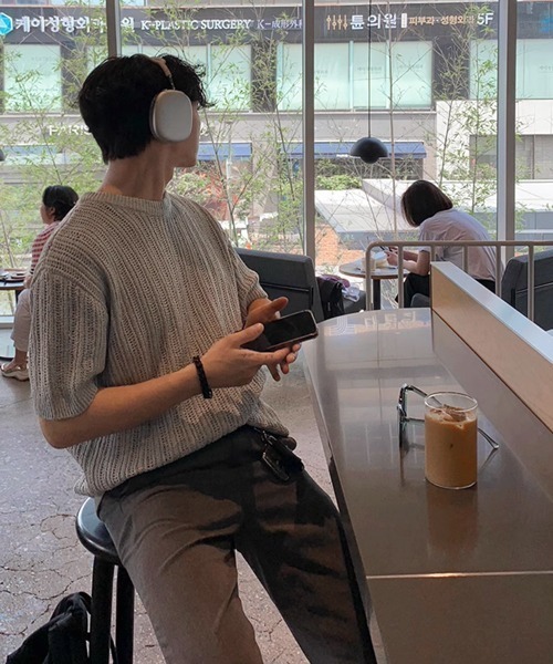 CERCA（チェルカ）の「【NOWLE】リラックスフィット 透かし編み 半袖 サマー ニット（ニット/セーター・メンズ・グレー・X-LARGE/LARGE）」の14枚目の写真